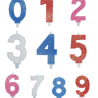 Candele Glitter tutti i numeri e colori