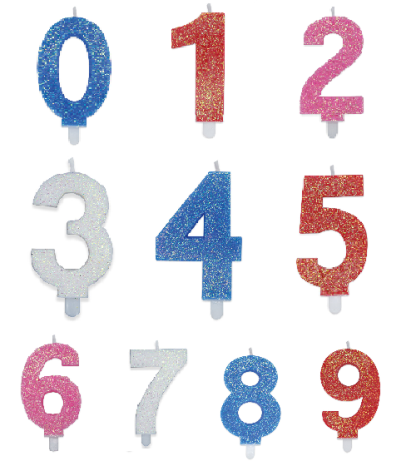 Candele Glitter tutti i numeri e colori